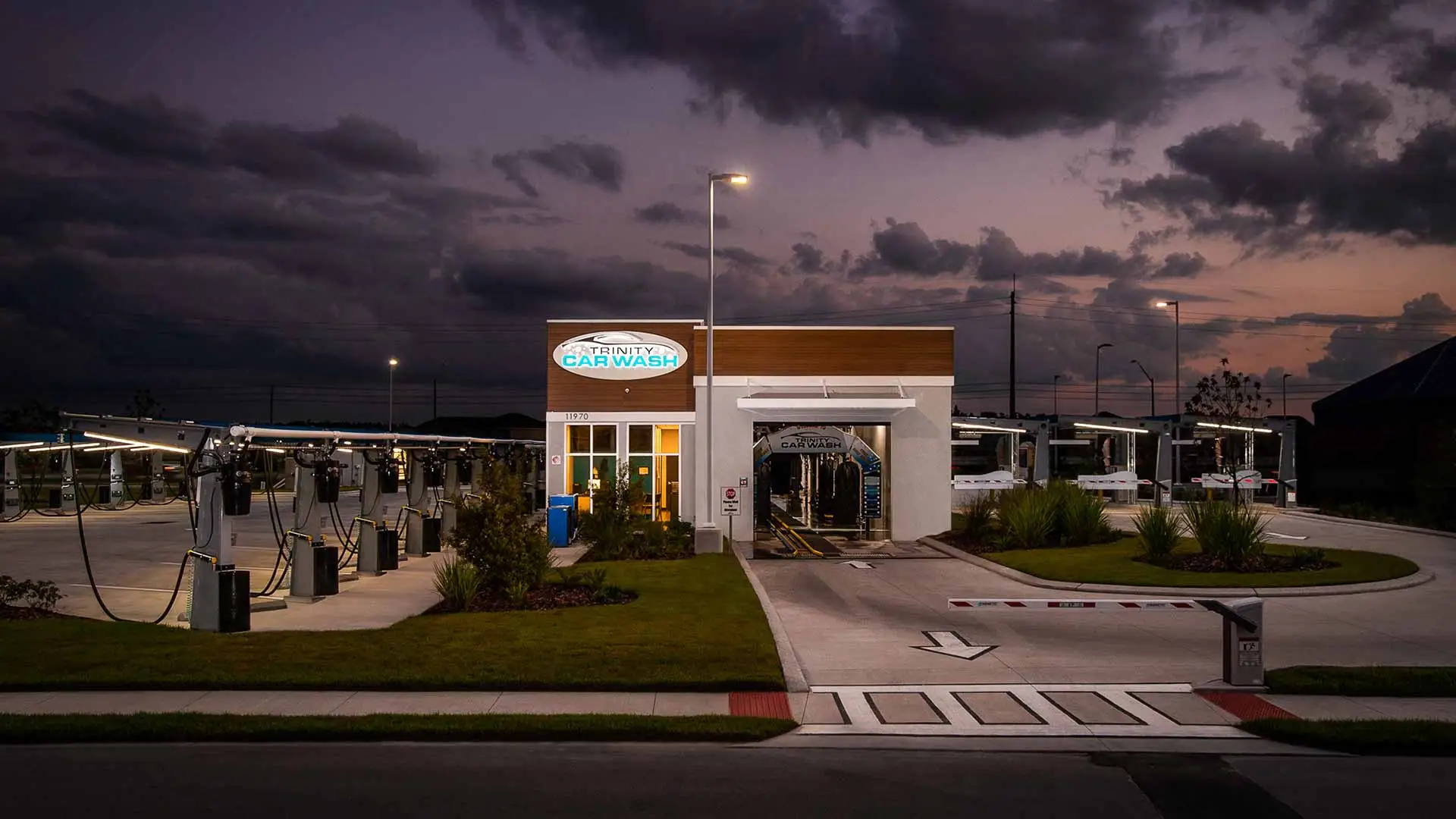 Photo of Trinity Car Wash by Creative Convenience at sunset.